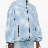 Blue jacket, full body view