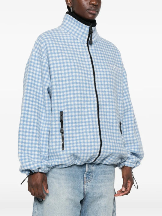 Blue jacket, full body view