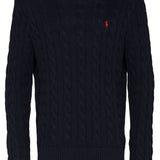 Navy pullover, front view