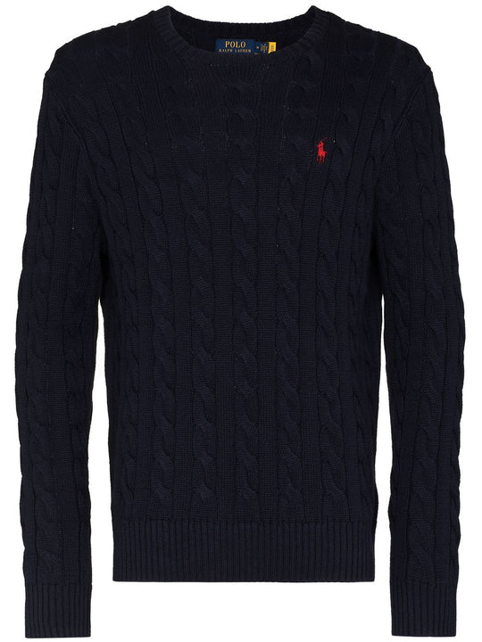 Navy pullover, front view