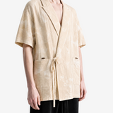 Tan shirt, full body view