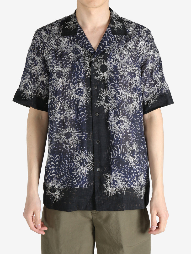 DRIES VAN NOTEN - Men Cotton Print Floral Embroidery Shirt