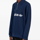 Navy shirt worn by a person, showing the shirt fit