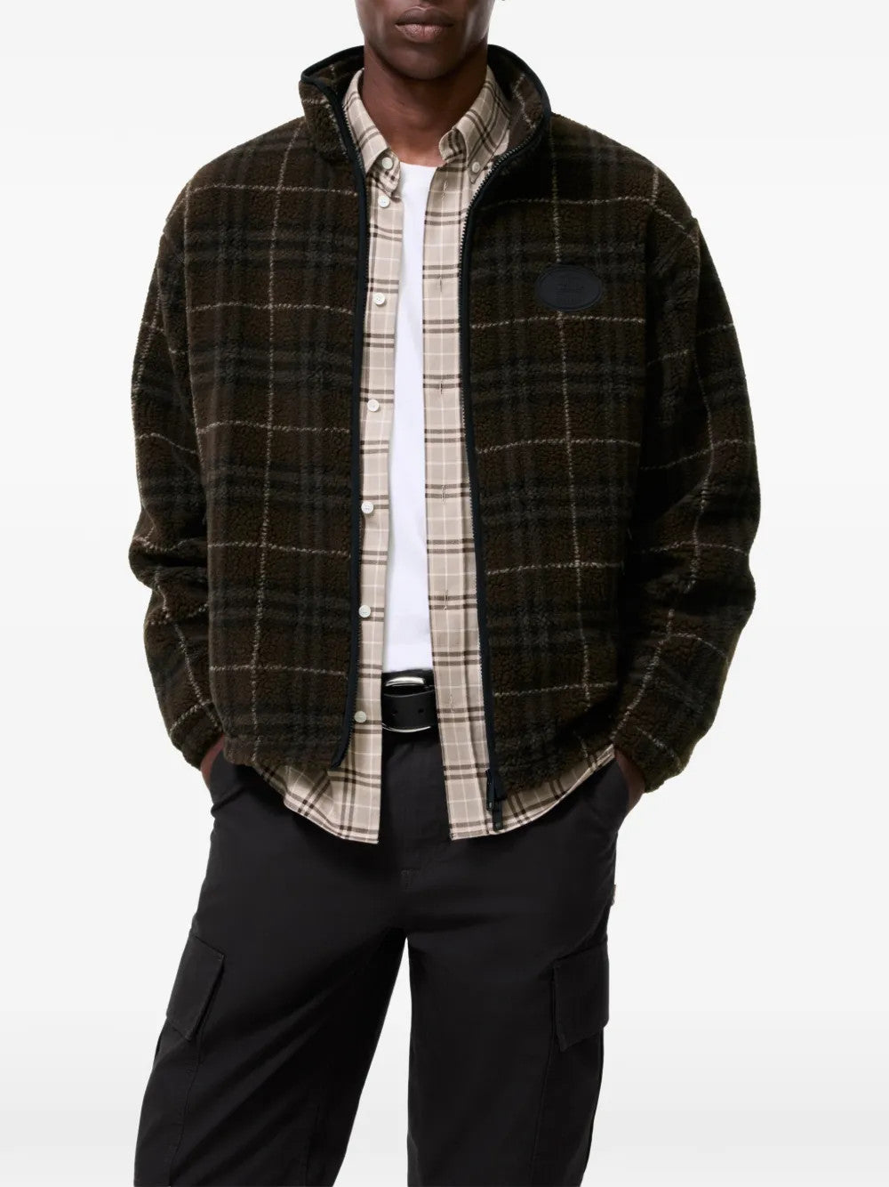 Brown jacket, full body view