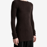 Brown knitwear, full body view