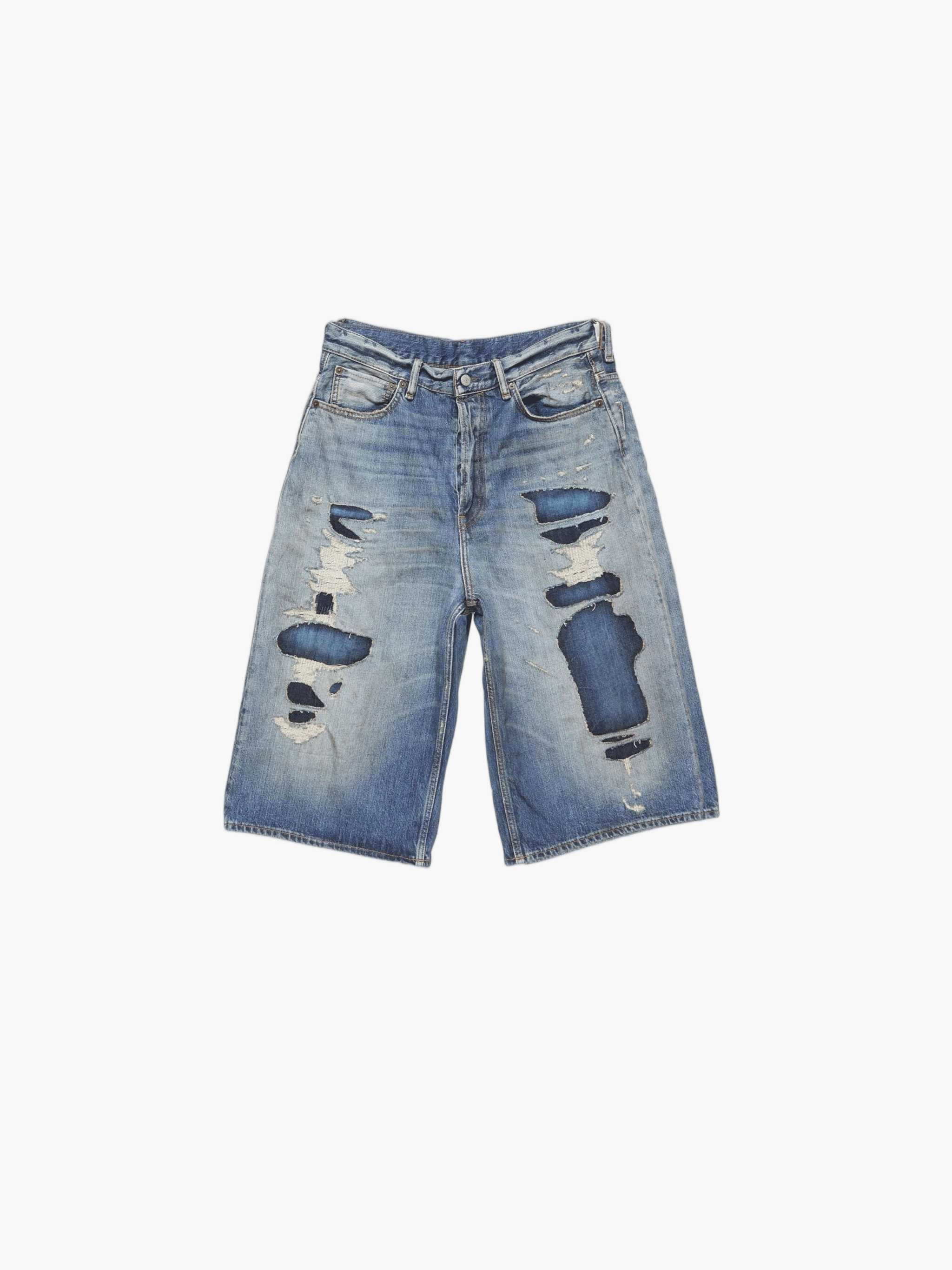 Blue shorts, front view