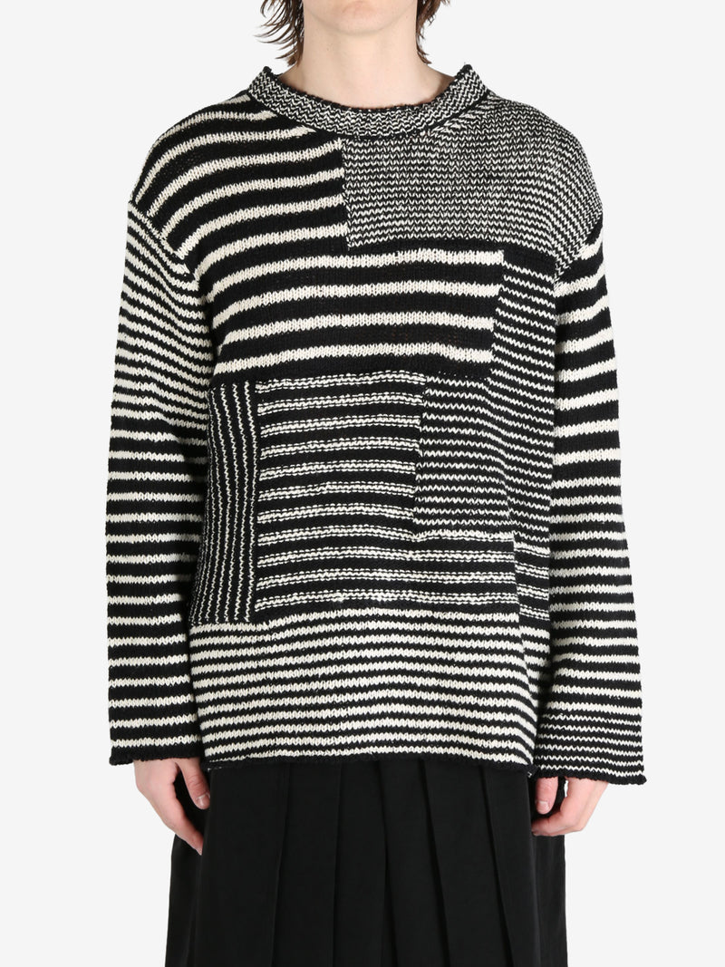 YOHJI YAMAMOTO POUR HOMME - Men Border Round Neck Knit