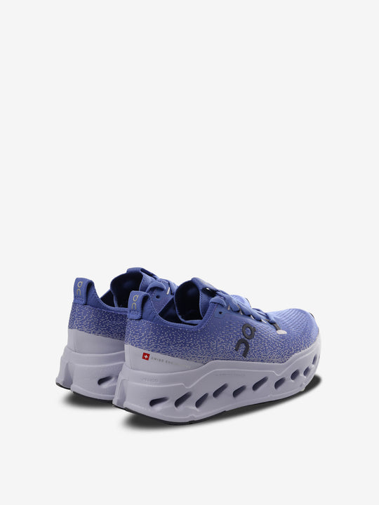 Purple sneakers, back view