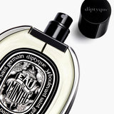 Close up of eau de minthe perfume, showing texture of the fabric