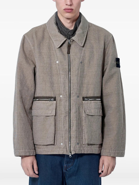Tan jacket, full body view