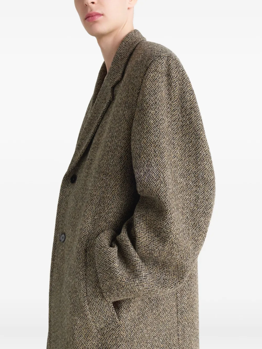 Close up of Tan coat, showing texture of the cotton fabric