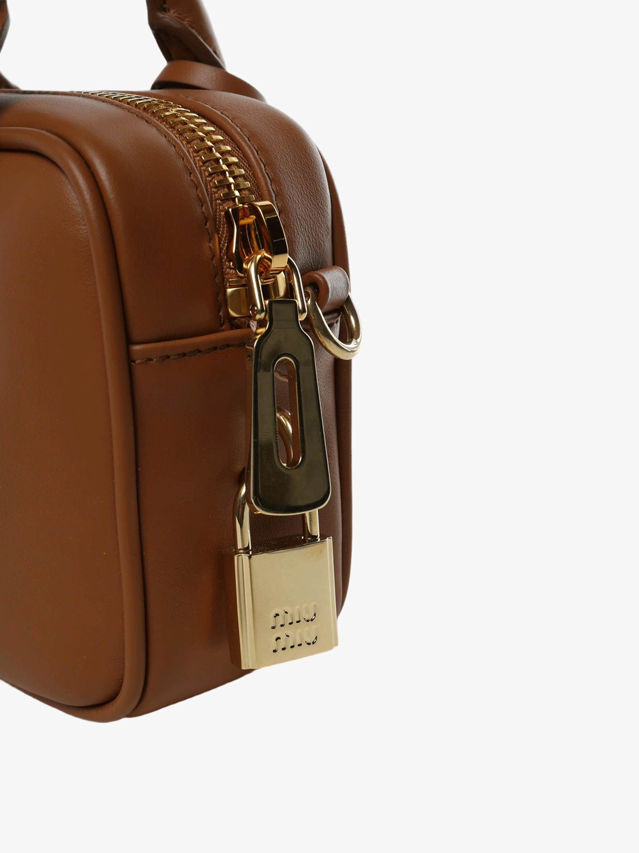 Close up of brown bag,  showing texture of the calfskin fabric