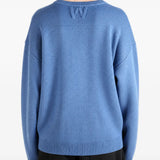 Blue knitwear, full body view