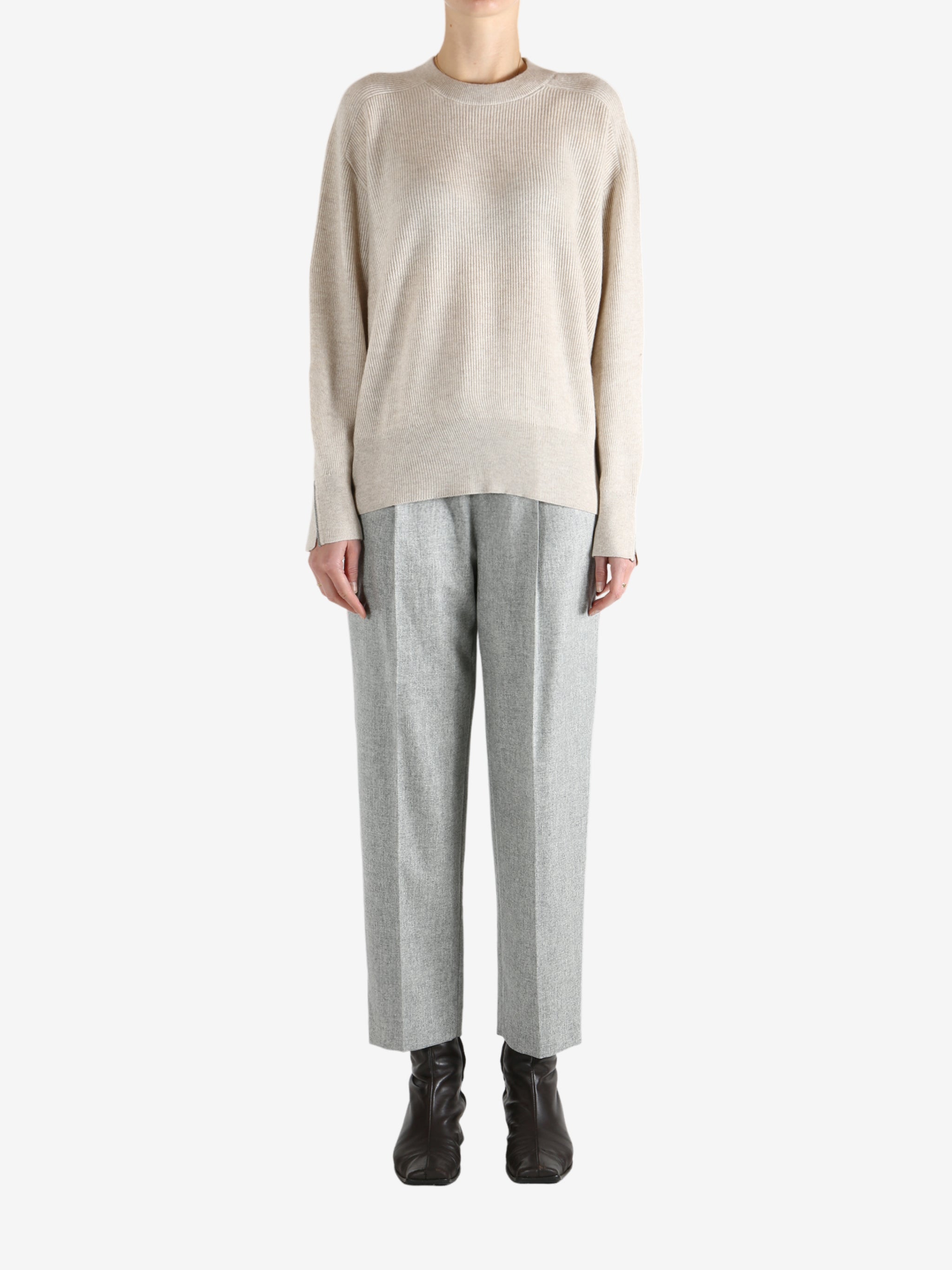 Grey knitwear,full body view