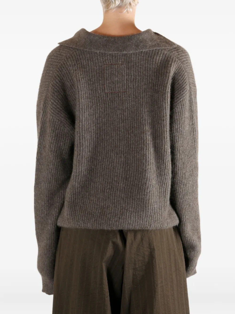 Brown top, full body view