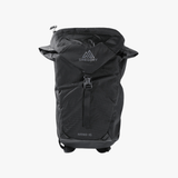 Black backpack, front view