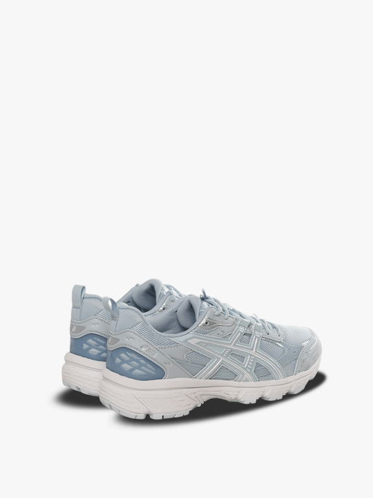 Blue sneakers, back view