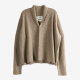 Tan cardigan, front view