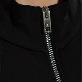 Close up black top, showing texture of the viscose fabric