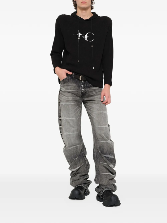 Black hoodie, full body view