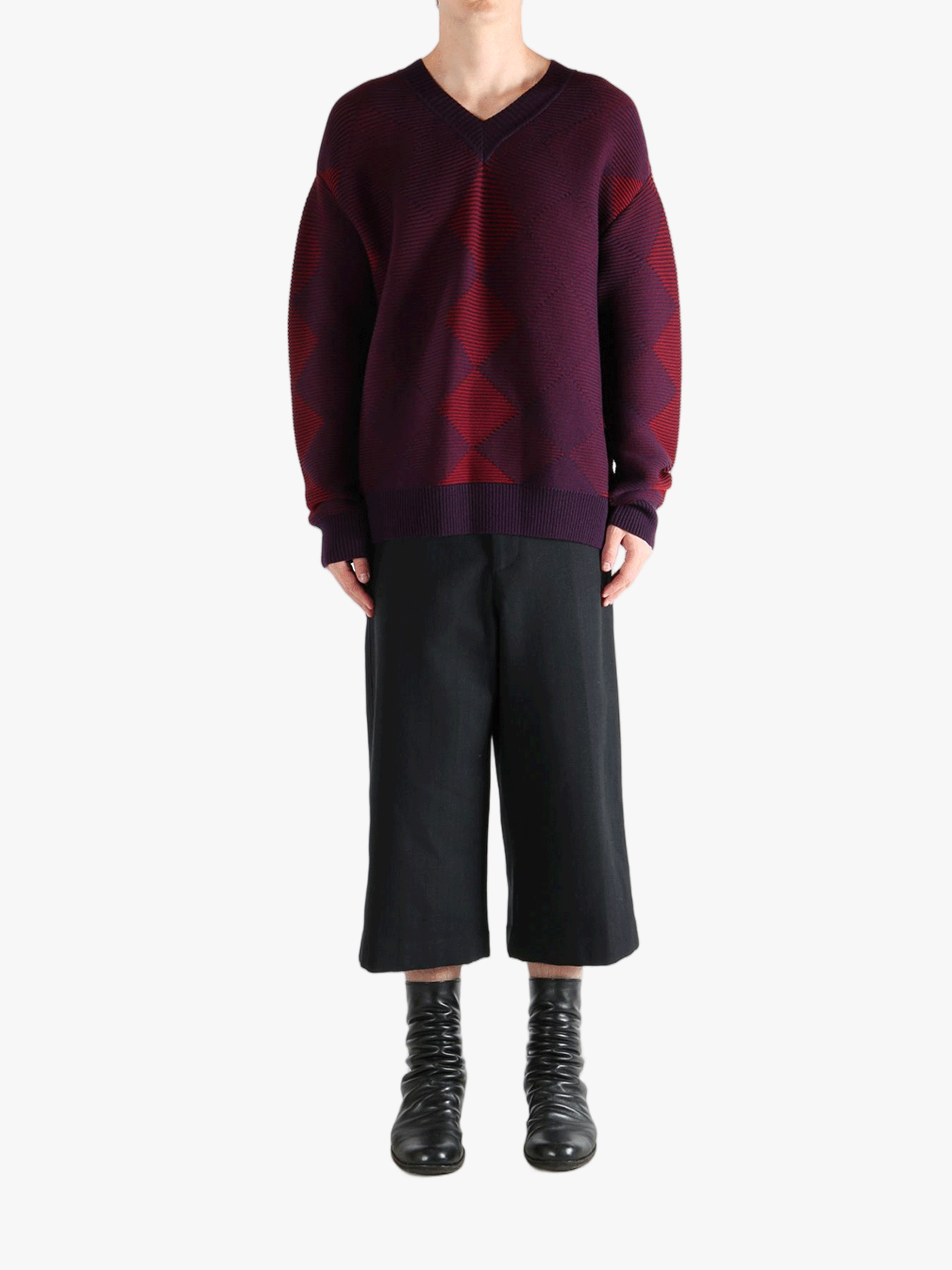 Red sweater, full body view