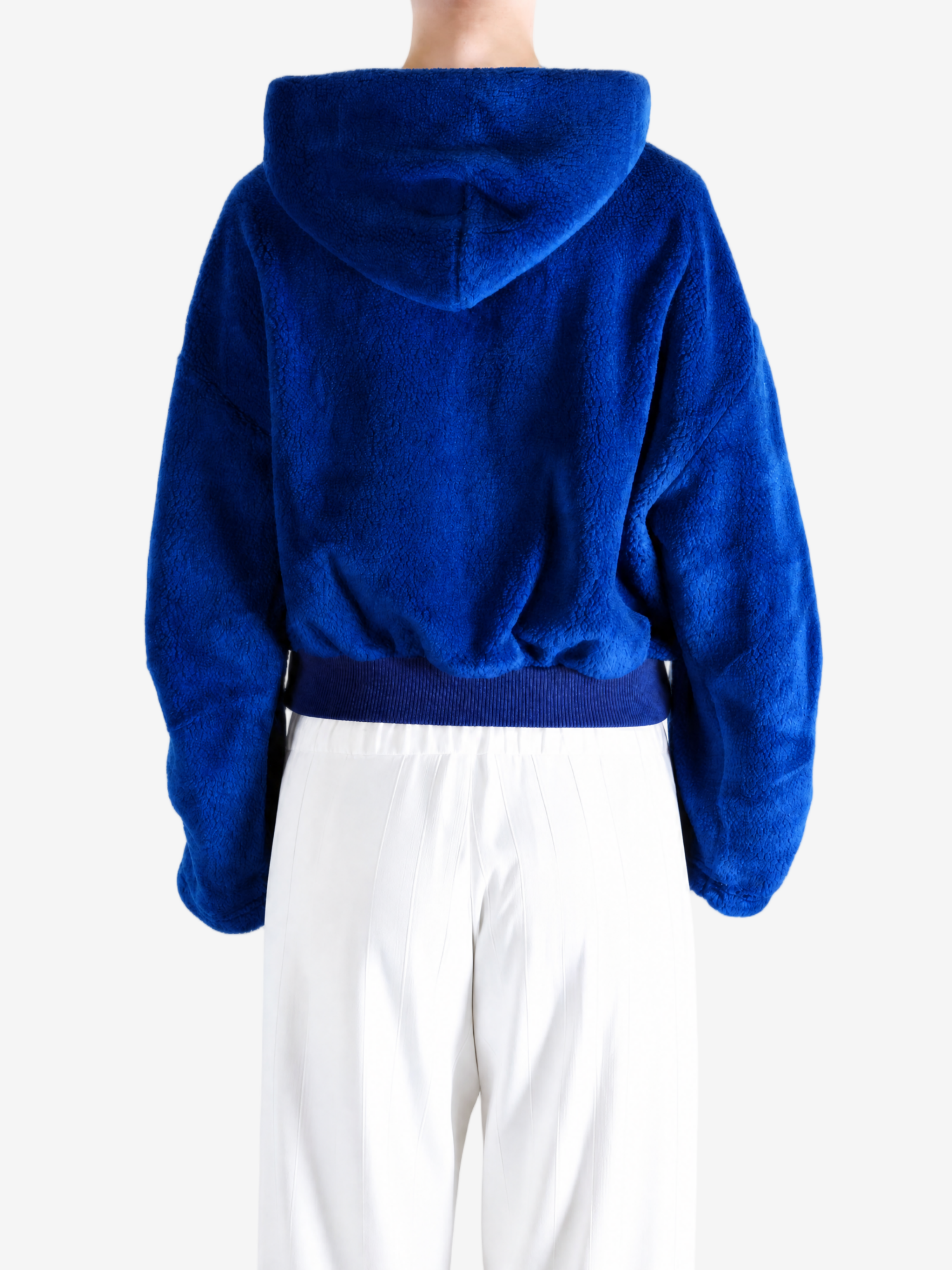 Blue jacket, full body view