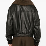 LEMAIRE - Women Leather Jacket With Shearling Collar