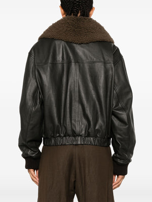 LEMAIRE - Women Leather Blouson With Shearling Collar