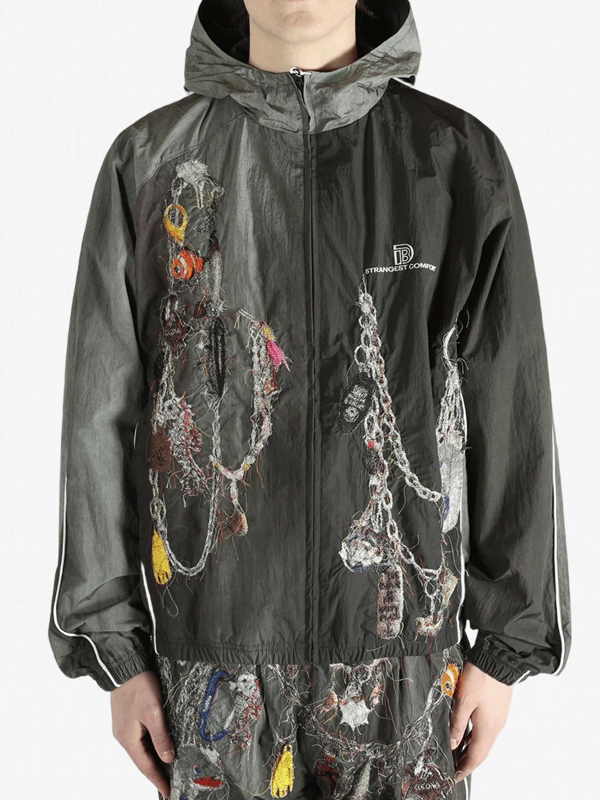 DOUBLET - Unisex Moss Embroidered Chain Track Jacket – Atelier New