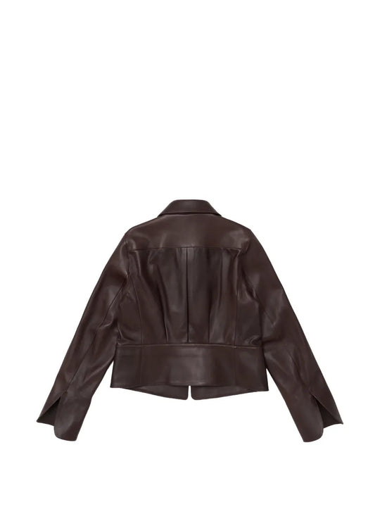 Burgundy jacket, back view