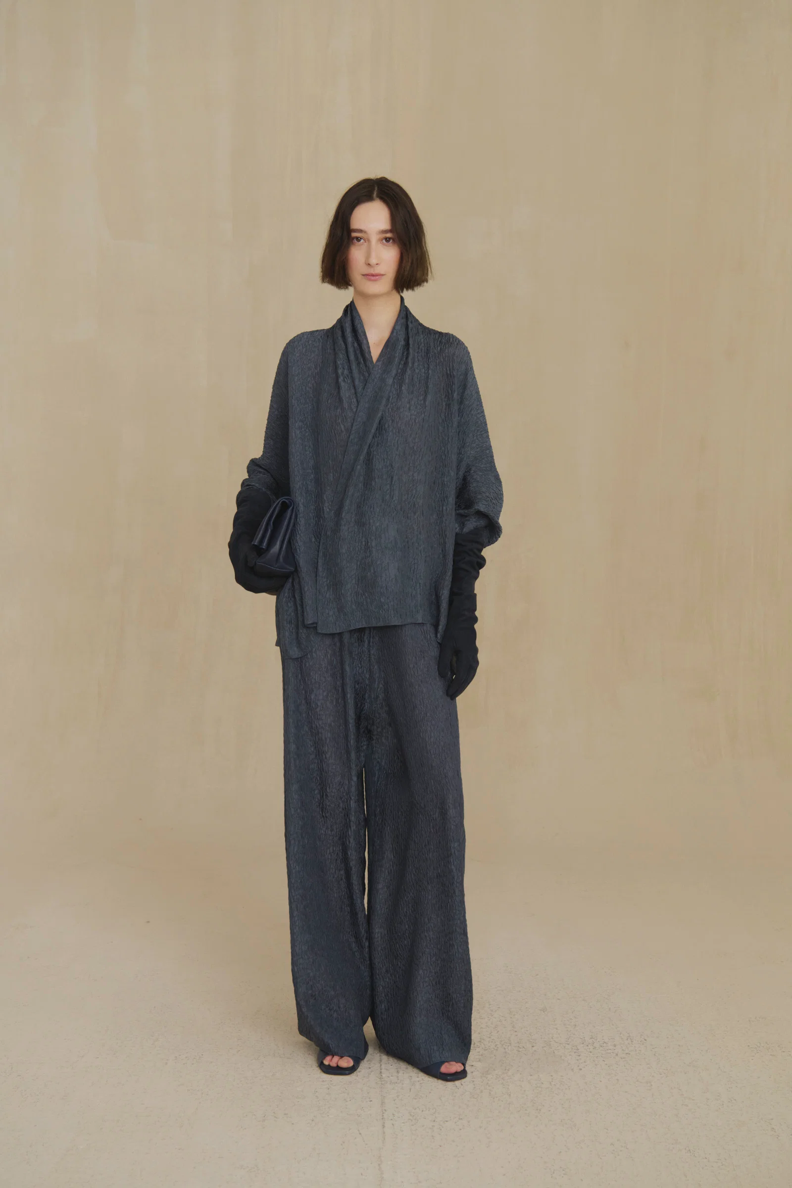 Grey jacket, full body view
