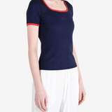 Navy t-shirt, front view
