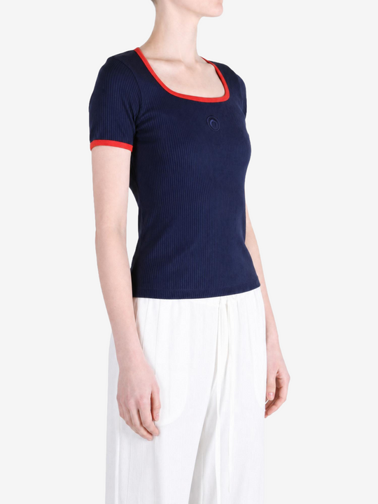 Navy t-shirt, front view