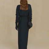 Navy dress, full body view