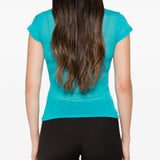 Blue t-shirt, full body view
