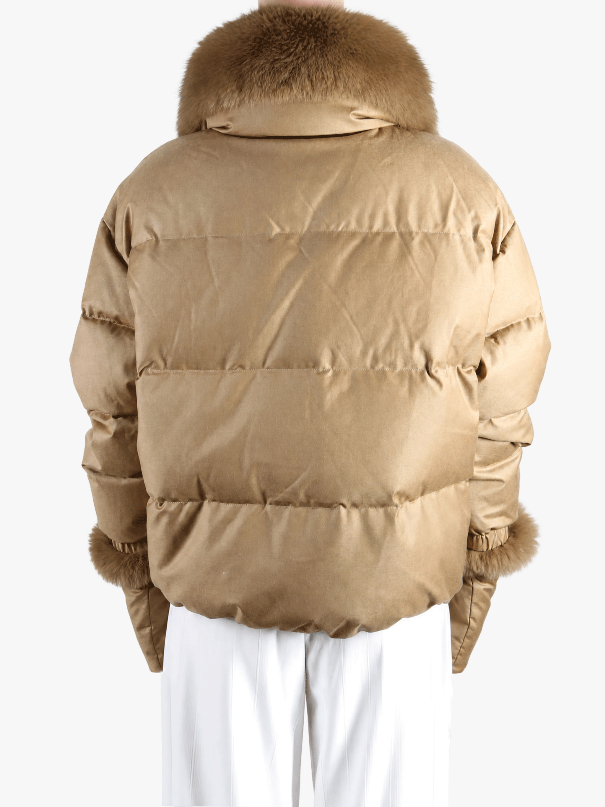 Tan jacket, full body view