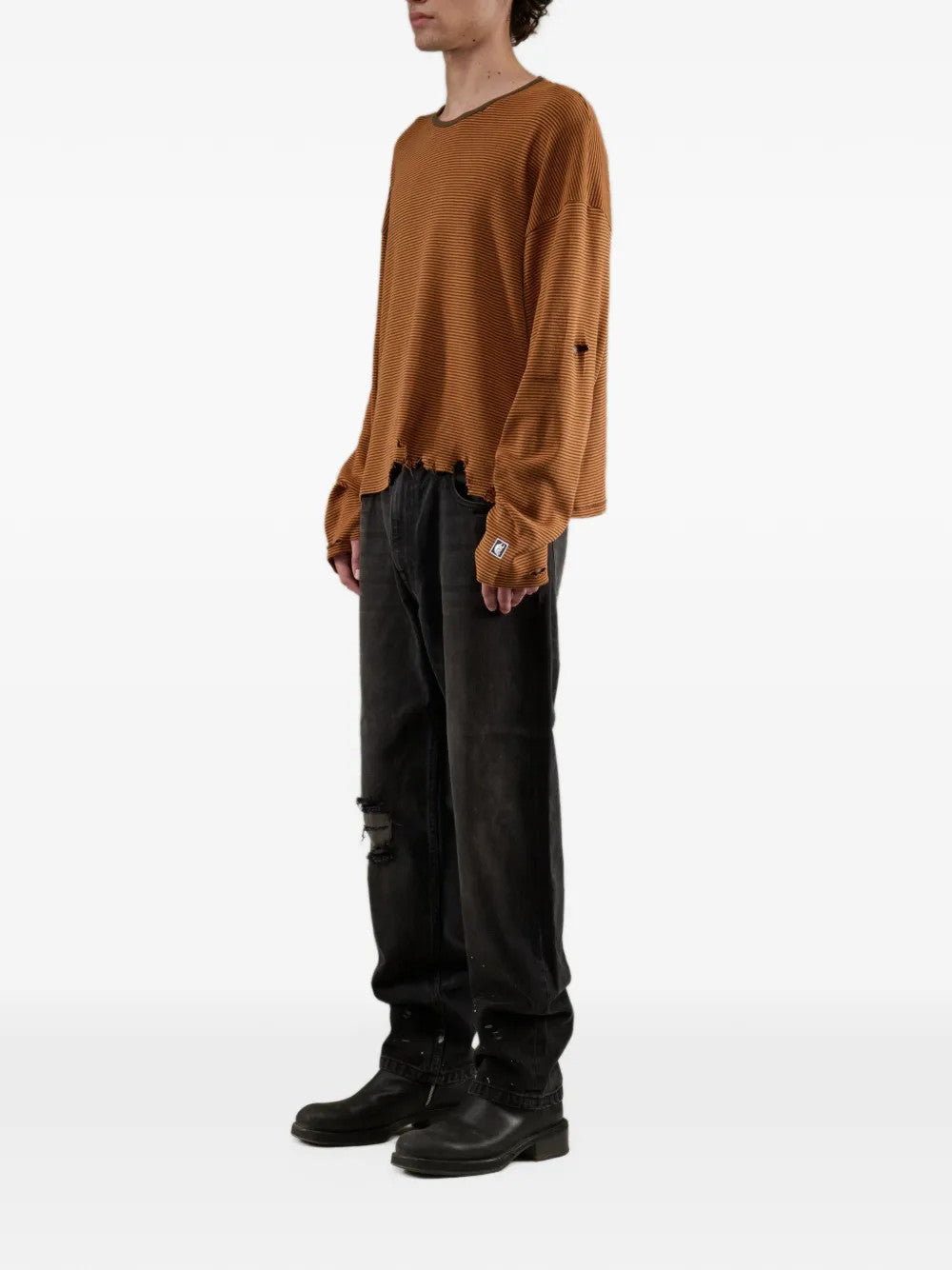 Orange top, full body view