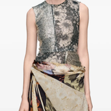 Grey tops worn by a person, showing the top's fit