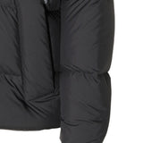 Close up of Black jacket, showing texture of the 100% polyester fabric