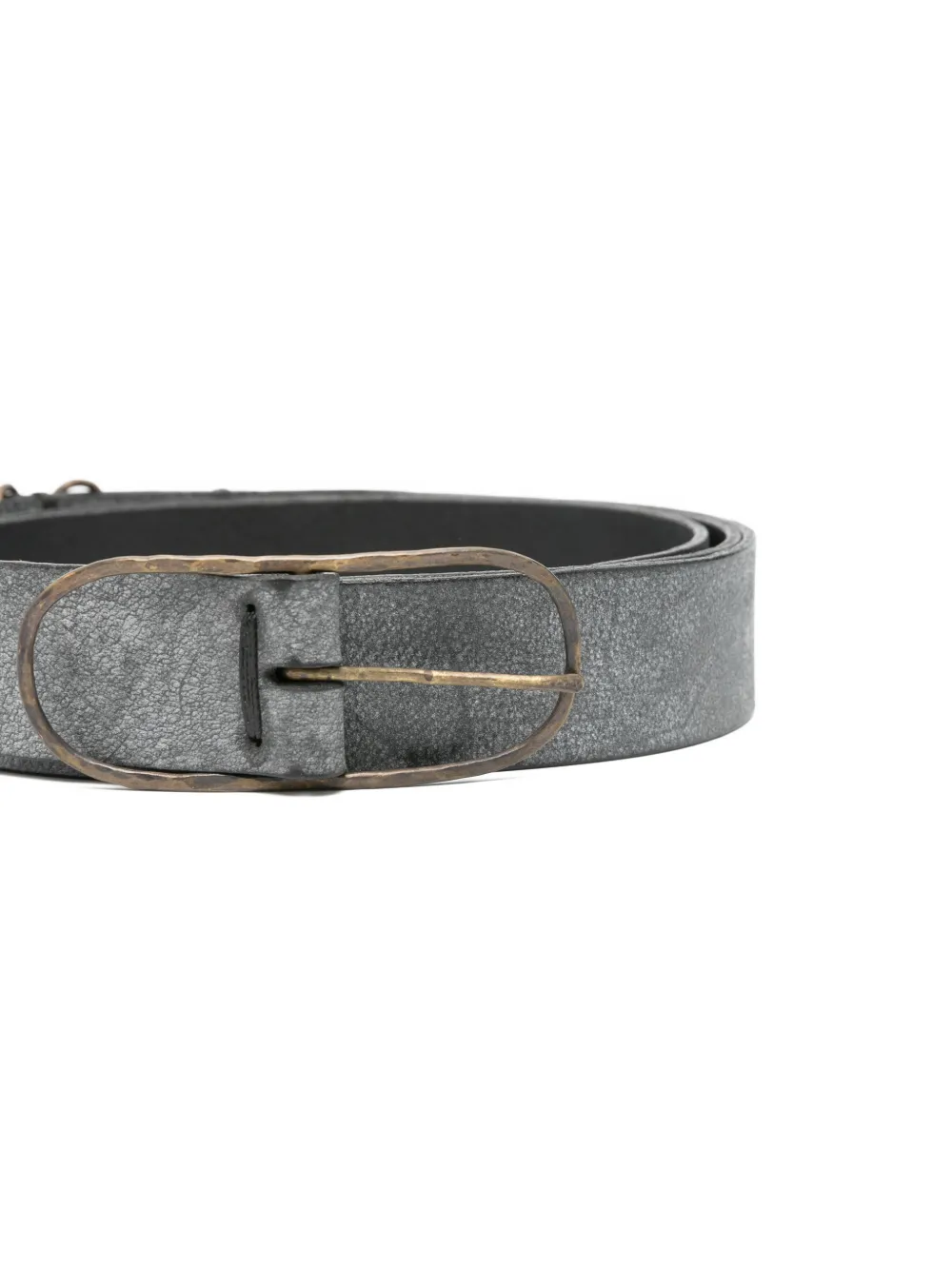 Close up of Black belt, showing texture of the Calf Leather fabric