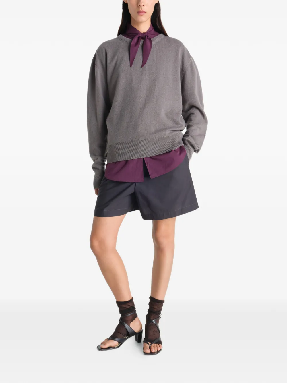 Grey sweater, full body view