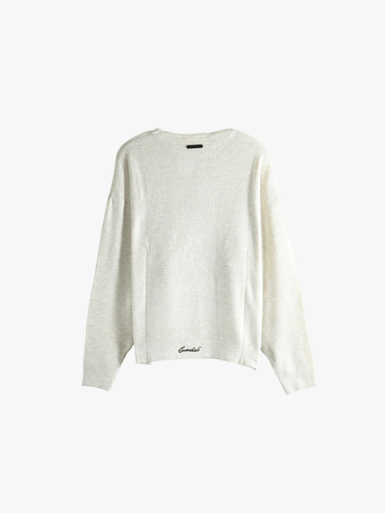 white knitwear, back view