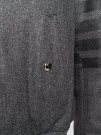 THOM BROWNE Men Knit Rib Blouson Jacket In Engineered Tonal 4 Bar Flannel
