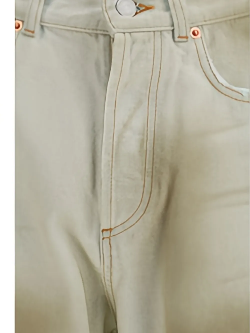 Close up of White pants, showing texture of the 100% cotton fabric