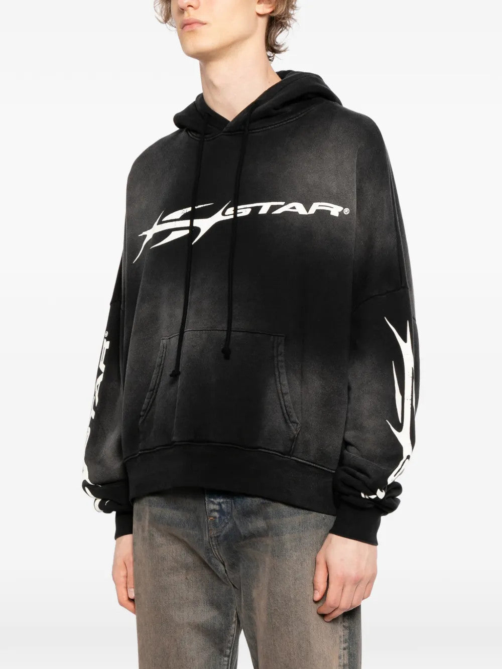 Black hoodie, full body view