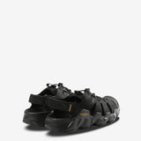 Black sandals, back view