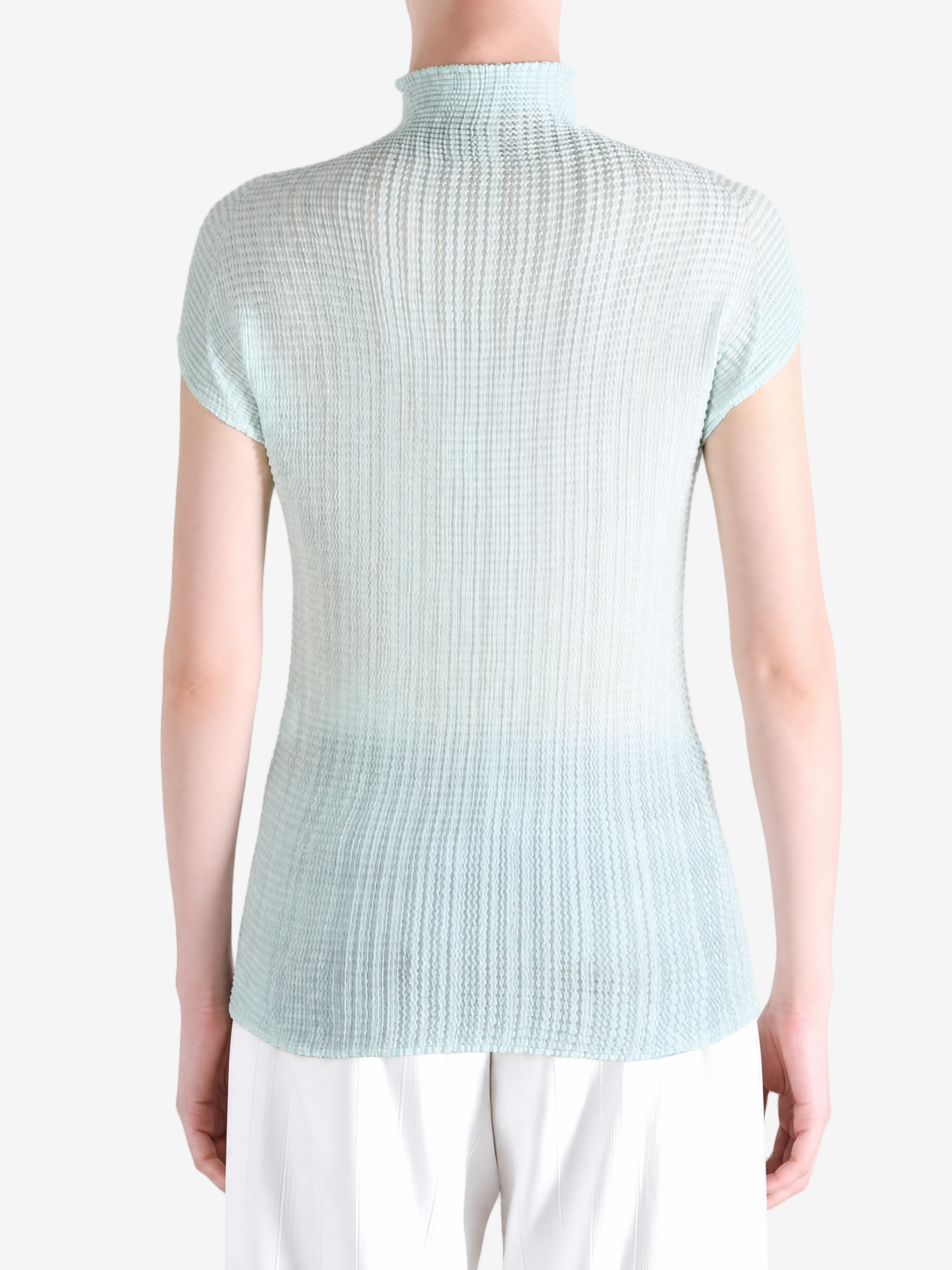 Blue shirt worn by a person, showing the shirt fit