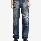 Blue pants, full body view