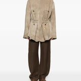 Tan jacket, full body view