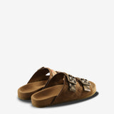 Brown sandals, back view